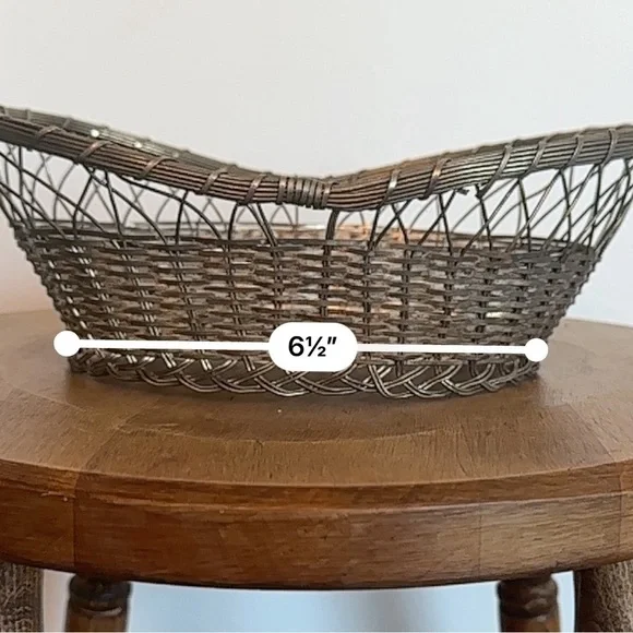 Vintage Silver Plated French Baguette  Basket Dinner Rolls Buns Woven Patina - Picture 11 of 12